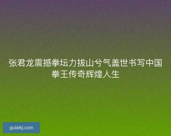 张君龙震撼拳坛力拔山兮气盖世书写中国拳王传奇辉煌人生