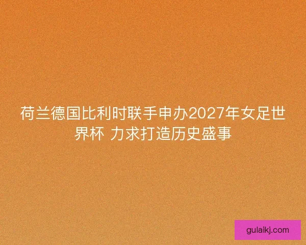 荷兰德国比利时联手申办2027年女足世界杯 力求打造历史盛事