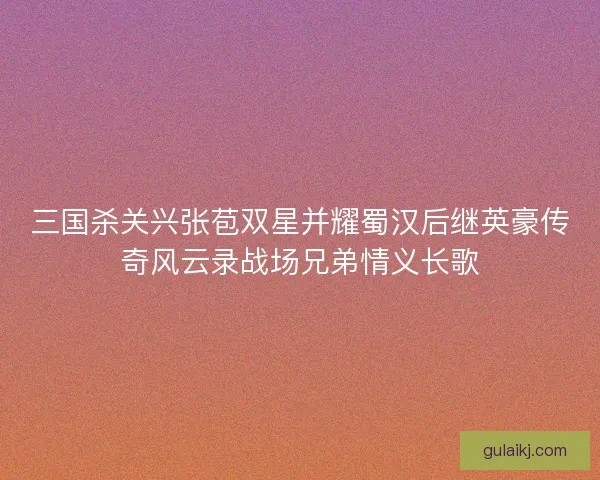 三国杀关兴张苞双星并耀蜀汉后继英豪传奇风云录战场兄弟情义长歌